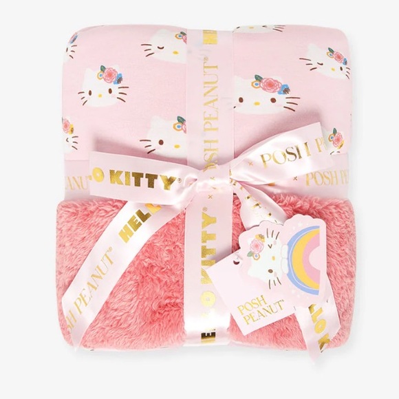 Posh Peanut Bedding Posh Peanut Hello Kitty Pink Pastel Luxe Plush Patoo Blanket New 224
